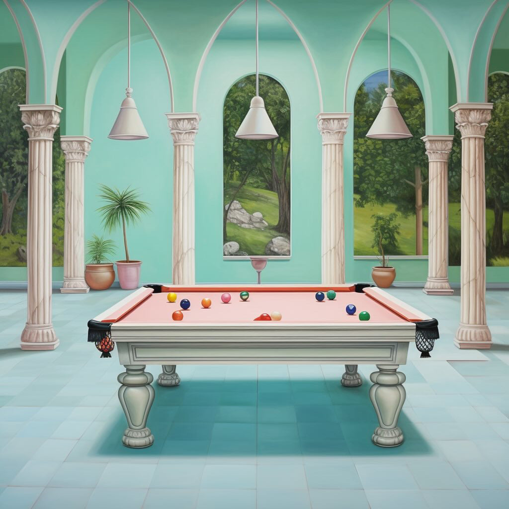 Pool table with pastel colours