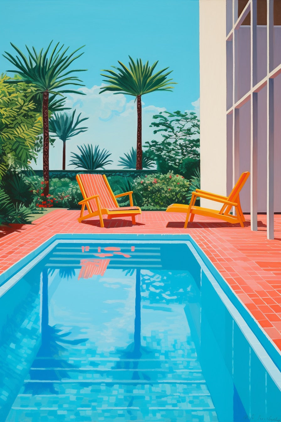 Pool in the style of David Hockney