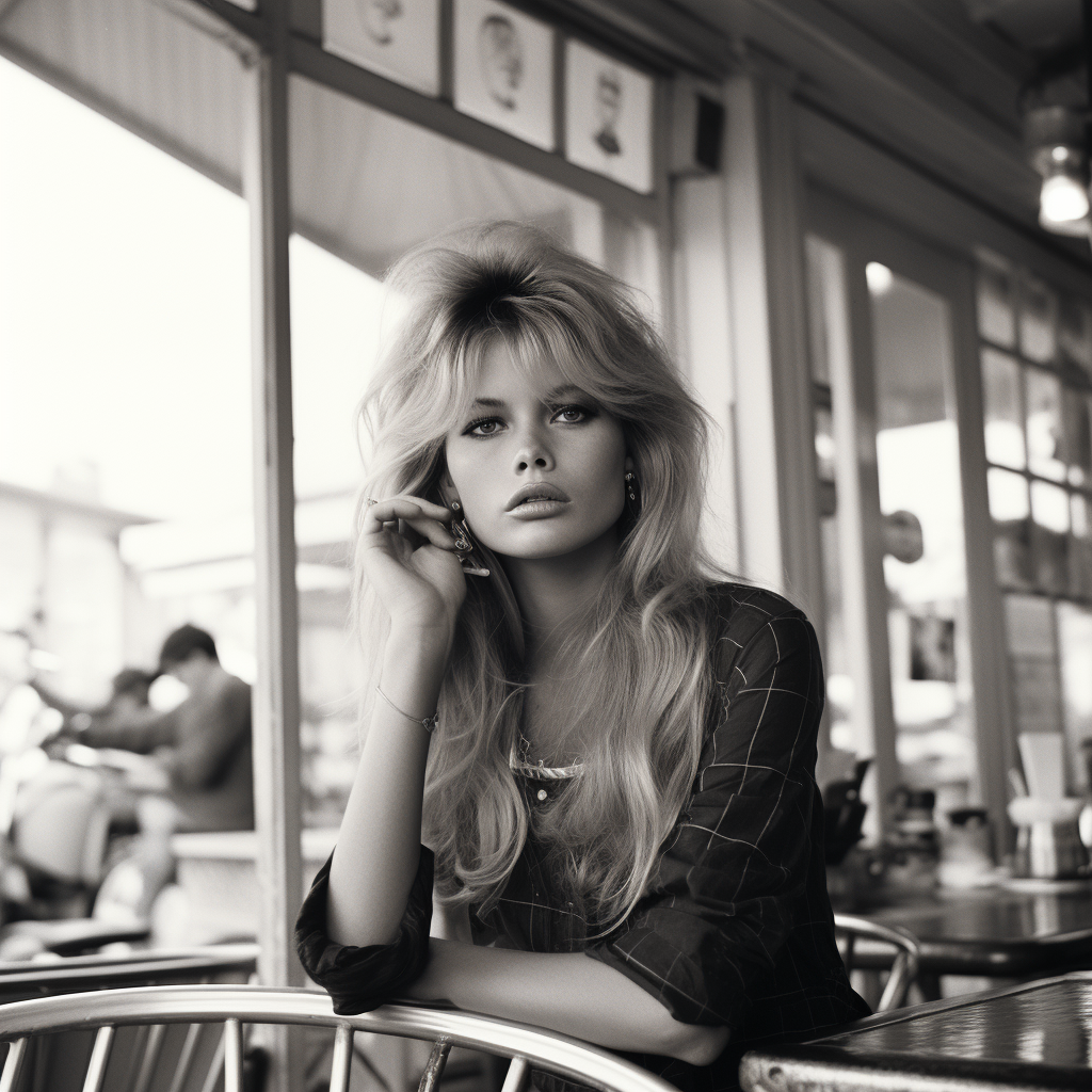 Bridgitte Bardot in a coffee shop 